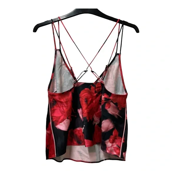 Victoria’s Secret Red Floral Cropped Satin Camisole Size Medium - Picture 2 of 4